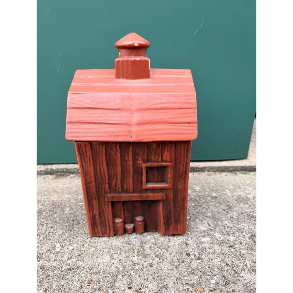 Vintage McCoy Pottery Dutch Treats Brown Farmhouse/Barn Cookie Jar w/Lid‎